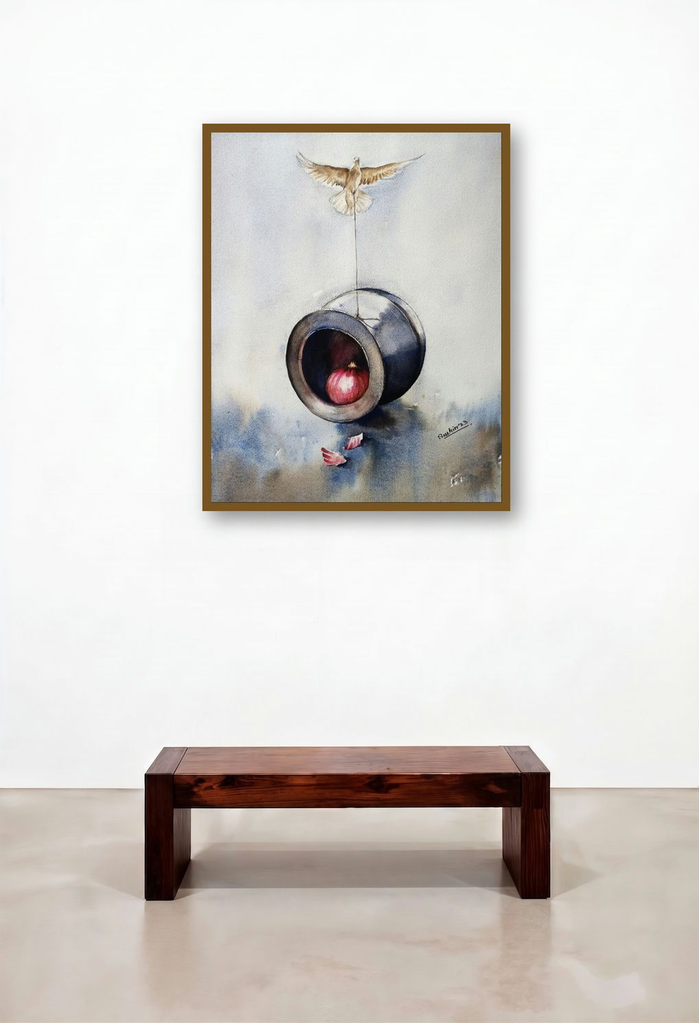 Untitled 11 (Liberation) by artist Sachin Revankar displayed in a Minimalist Bedroom