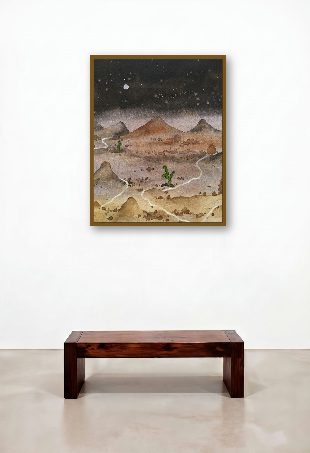 Untitled 11 (Desert Nightscape) by artist Devidas Agase displayed in a Scandinavian Living Room