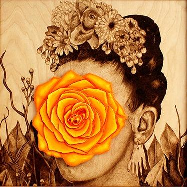 Portrait mixed media titled 'Untitled 11', 18x18 inches, by artist Mehul Rathod on Wood