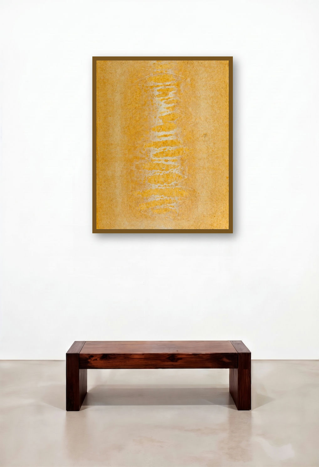 Untitled 11 (Golden Echoes) by artist Rupesh Pawar displayed in a Designer Living Room