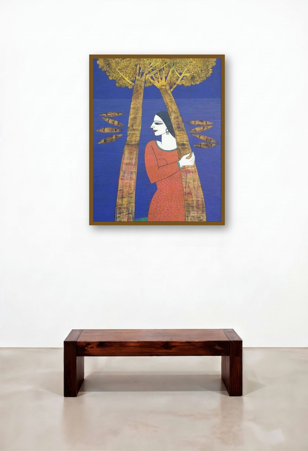 Untitled 11 (Embraced by artist Nature) by artist Biswajit Mondal displayed in a Luxury Reception Area