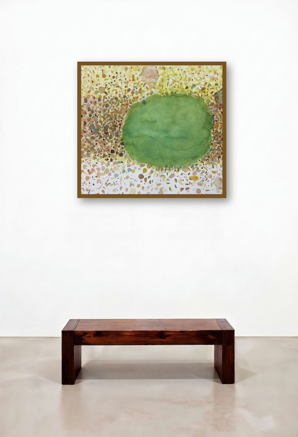 Untitled 11 (Green Oasis) by artist Bhanu Prakash displayed in a Contemporary Dining Room