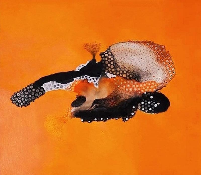 Abstract mixed media painting titled 'Untitled 11', 36x48 inches, by artist Huma Khan on Canvas