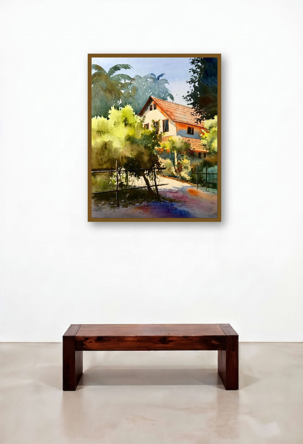 Untitled 11 (Serene Retreat**) by artist Abhijeet Bahadure displayed in a Traditional Penthouse