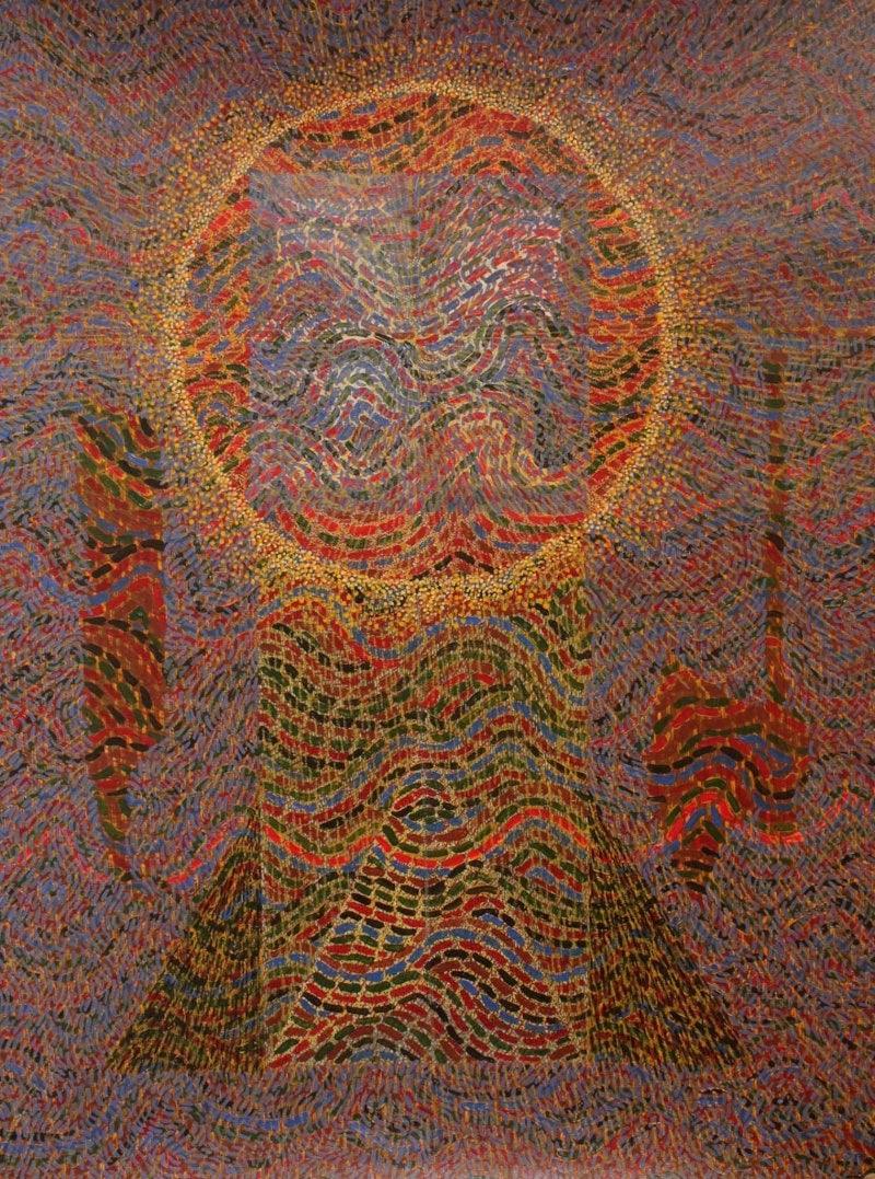 Abstract mixed media painting titled 'Untitled 11', 45x35 inches, by artist Amit Kshirsagar on Paper