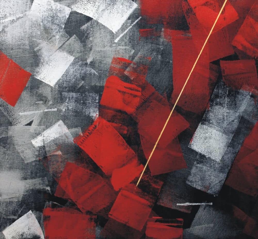 Abstract oil painting titled 'Untitled 11', 22x22 inches, by artist Sudhir Talmale on Canvas