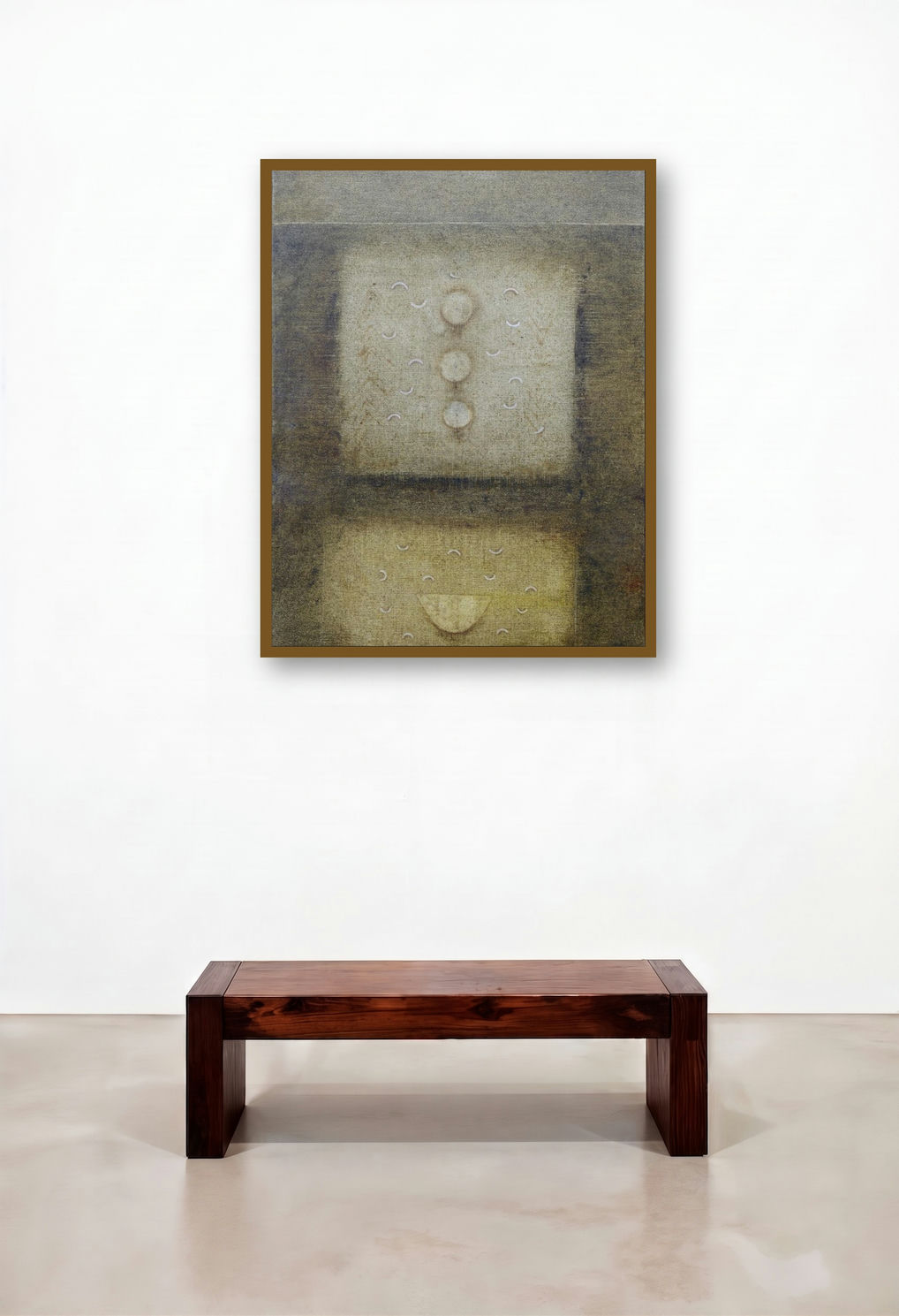 Untitled 11 (Water Droplet 1) by artist Ramesh Thorat displayed in a Mid-Century Modern Lounge