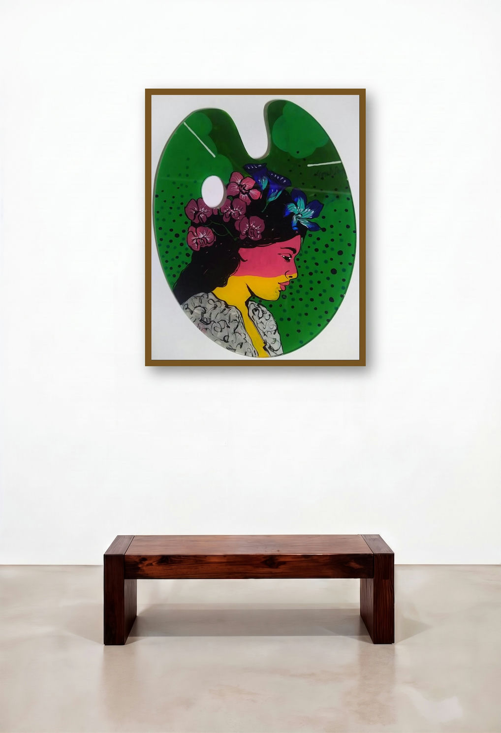 Untitled 11 (Palette of Beauty) by artist Gopal Roy displayed in a Rustic Family Room