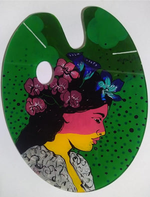 Untitled 11 (Palette of Beauty) by Gopal Roy, Original Acrylic Figurative Painting on Fiber, X-Small Vertical Wall Art