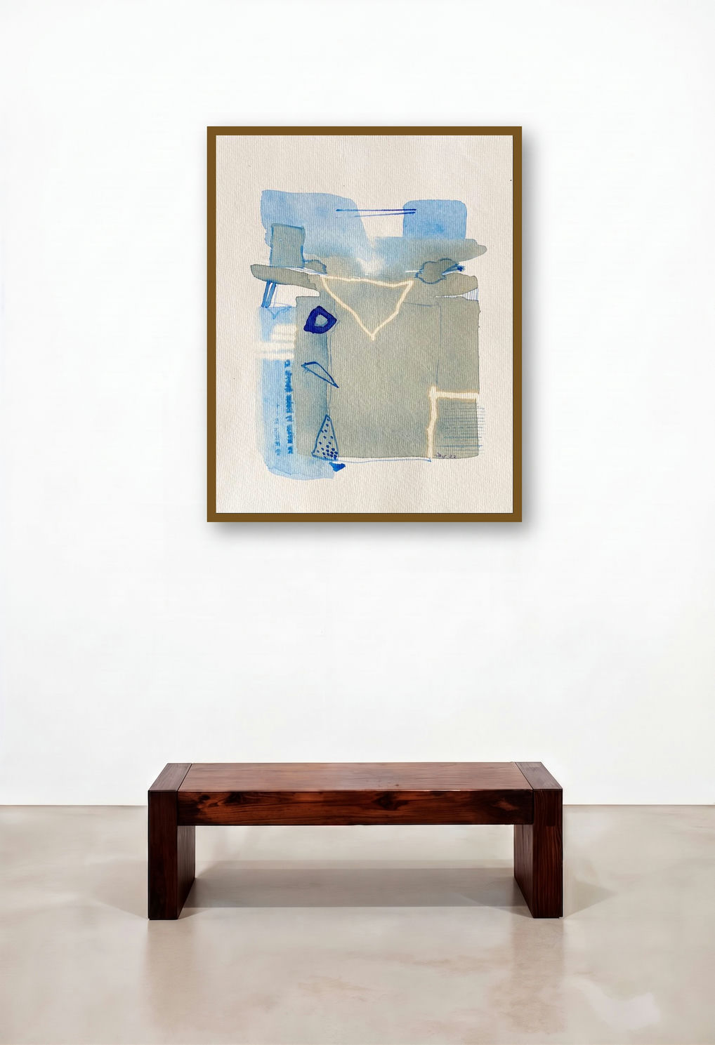 Untitled 111 (Serene Reflections) by artist Veena Jain displayed in a Urban Loft Bedroom
