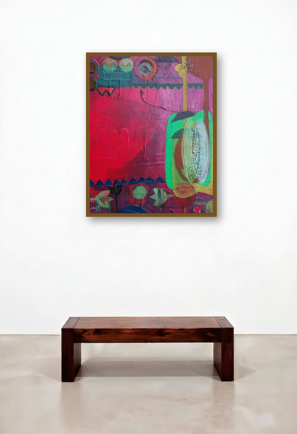 Untitled 112 (Kaleidoscope of Colors) by artist Narendra Jatav displayed in a Scandinavian Reception Area