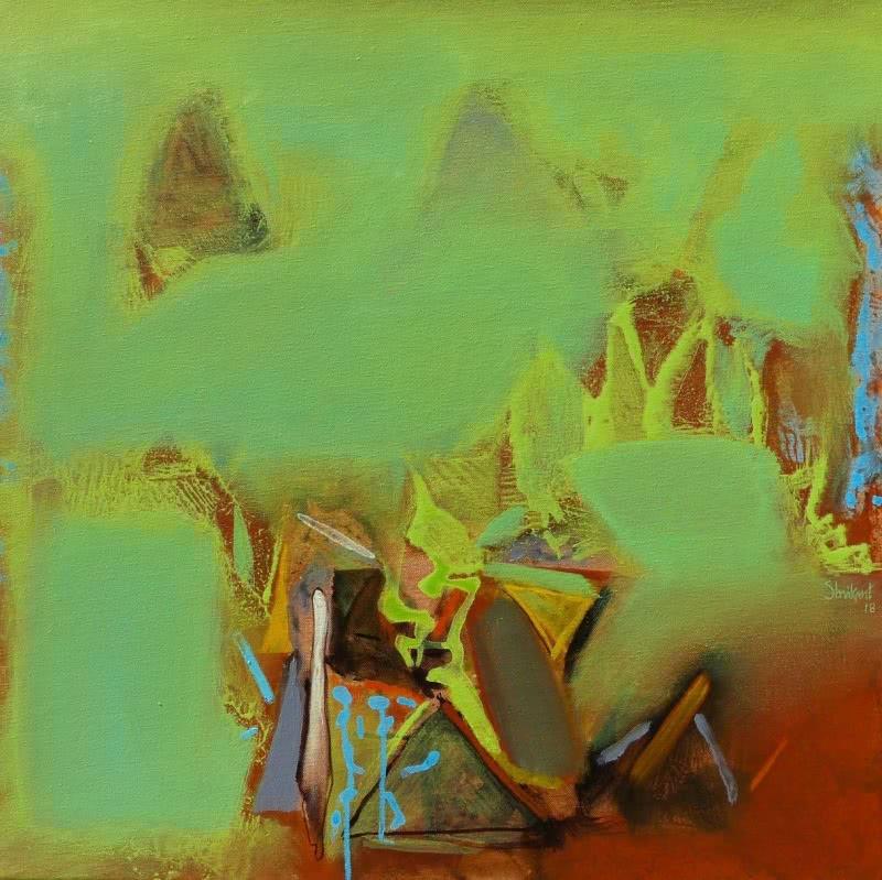 Abstract acrylic painting titled 'Untitled 112', 24x24 inches, by artist Shrikant Kadam on Canvas