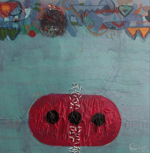 Abstract acrylic painting titled 'Untitled 114', 9x9 inches, by artist Narendra Jatav on Paper
