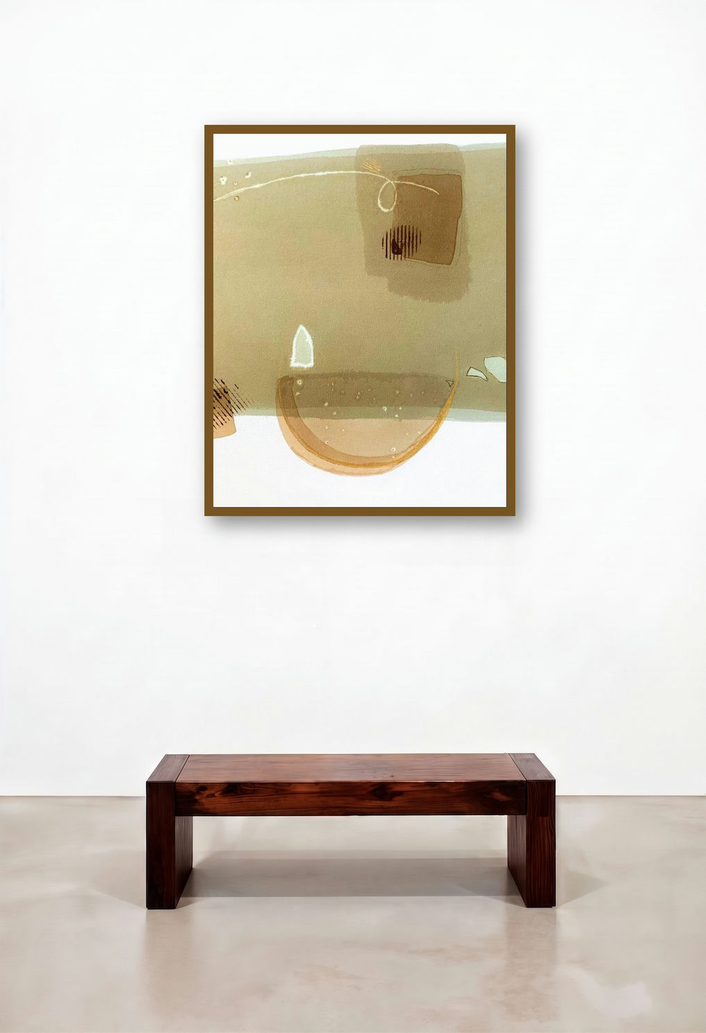 Untitled 115 (Serene Reflections) by artist Veena Jain displayed in a Mid-Century Modern Home Office