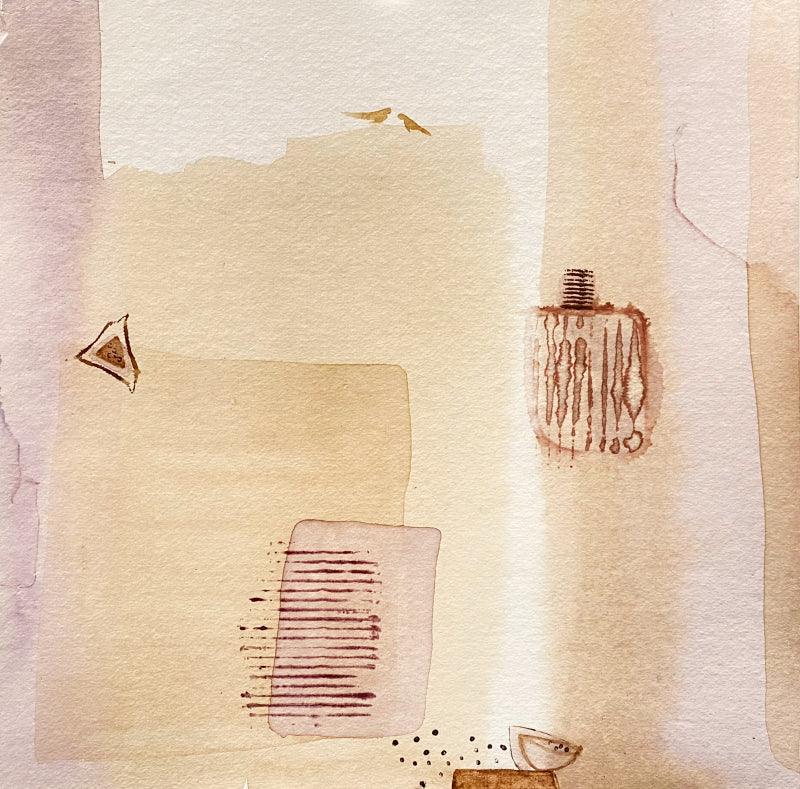 Abstract mixed media painting titled 'Untitled 116', 12x12 inches, by artist Veena Jain on Paper