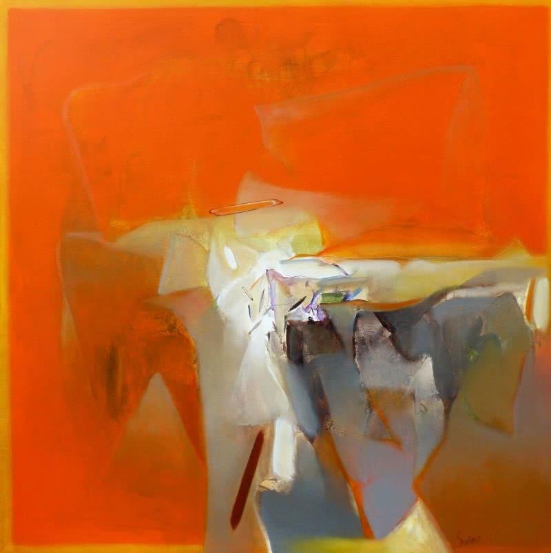 Abstract acrylic painting titled 'Untitled 116', 36x36 inches, by artist Shrikant Kadam on Canvas