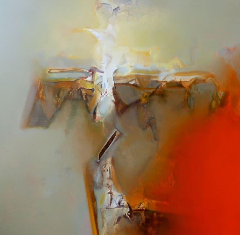 Abstract acrylic painting titled 'Untitled 117', 36x36 inches, by artist Shrikant Kadam on Canvas