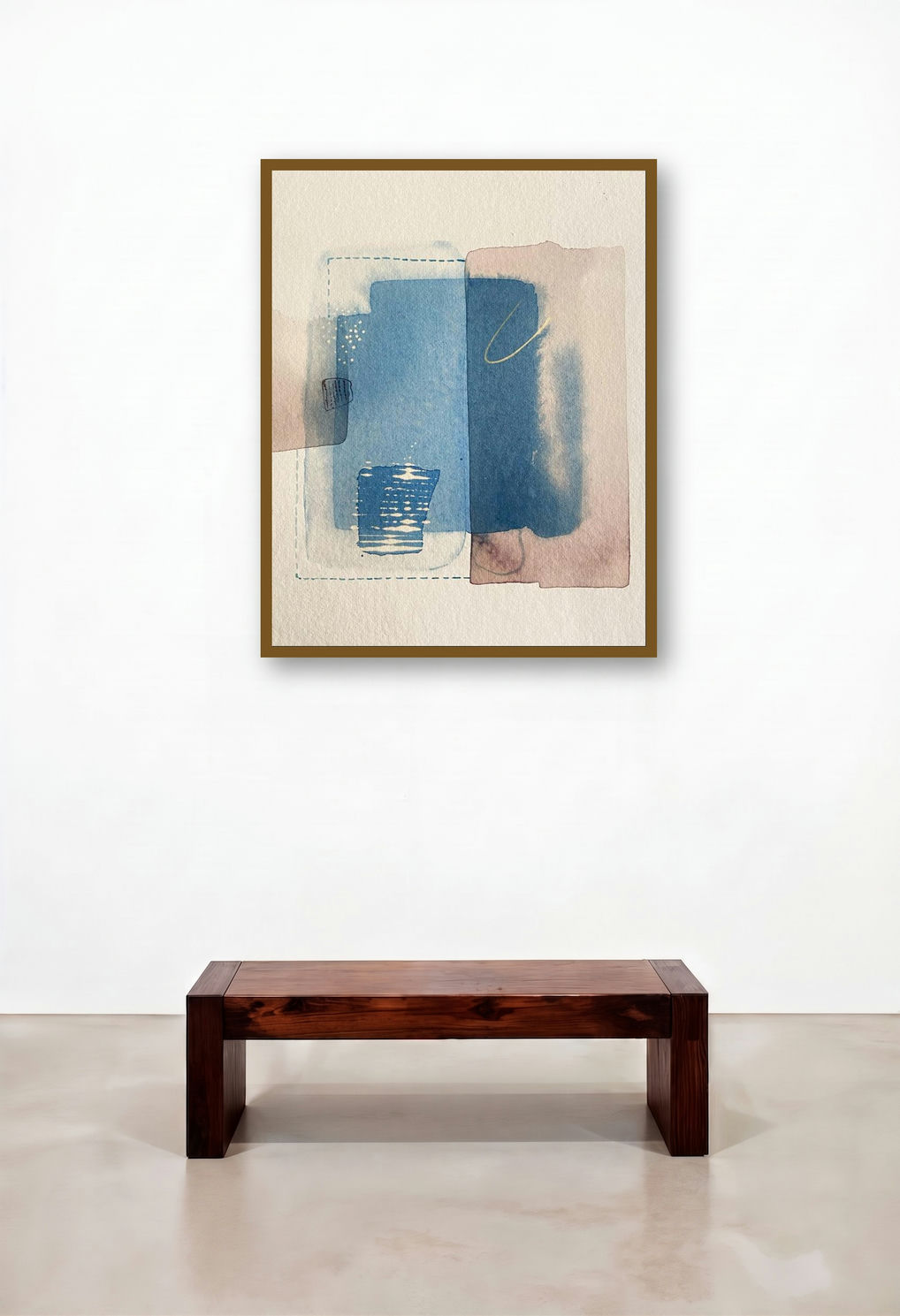 Untitled 118 (Serene Reflections) by artist Veena Jain displayed in a Modern Penthouse