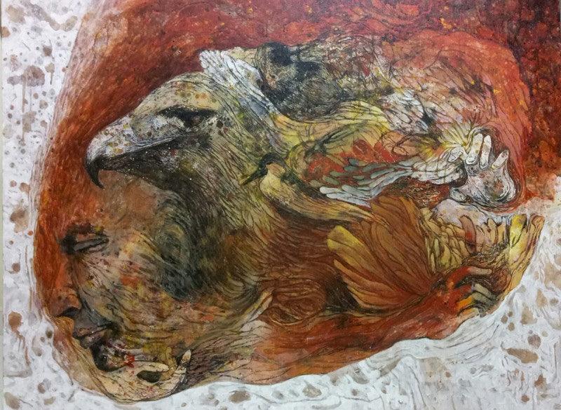 Figurative acrylic painting titled 'Untitled 12', 36x48 inches, by artist Swati Sable on Canvas