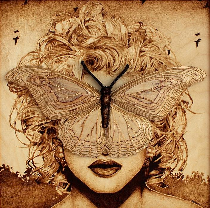 Portrait mixed media titled 'Untitled 12', 18x18 inches, by artist Mehul Rathod on Wood