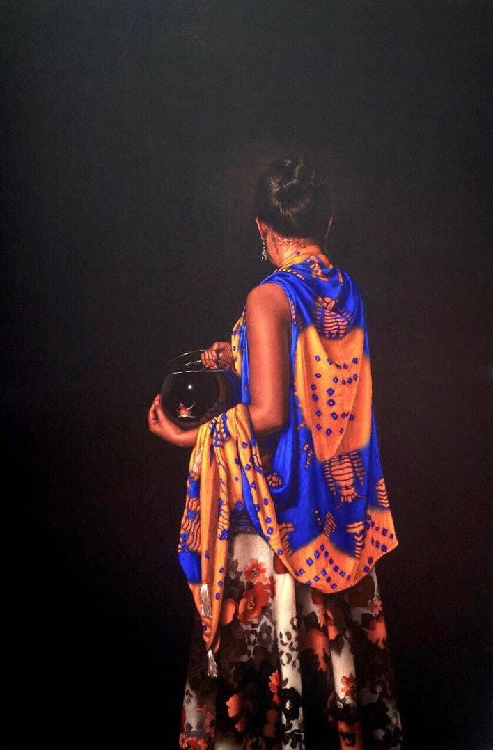 Figurative mixed media drawing titled 'Untitled 12', 60x40 inches, by artist Shashikant Dhotre on Paper