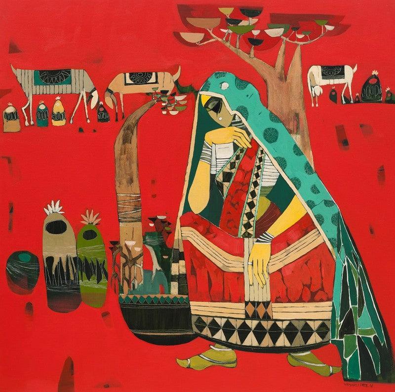 Figurative acrylic painting titled 'Untitled 12', 48x48 inches, by artist Vaishali Patil on Canvas