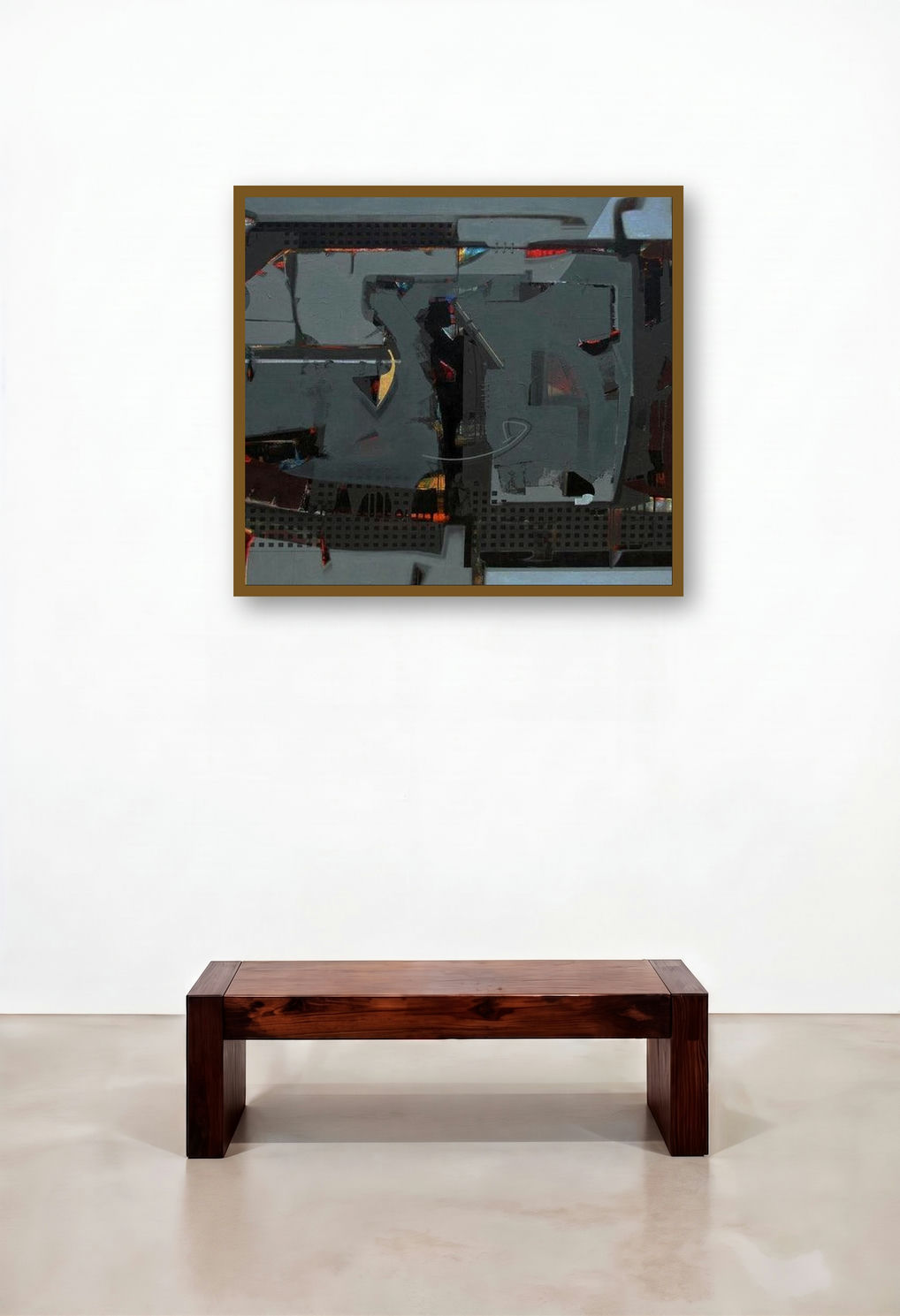 Untitled 12 (Urban Geometry) by artist Sachin Pakhale displayed in a Art Deco Foyer