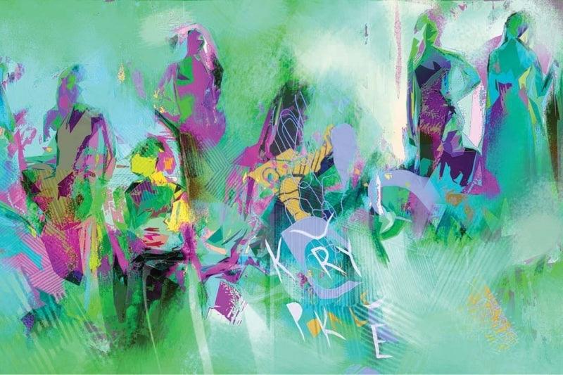 Abstract mixed media painting titled 'Untitled 12', 48x72 inches, by artist Sunil Balkawade on Canvas