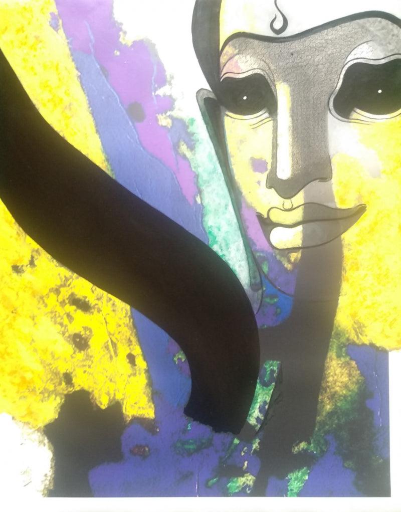 Religious mixed media painting titled 'Untitled 12', 30x20 inches, by artist Prakaash Chandwadkar on Canvas