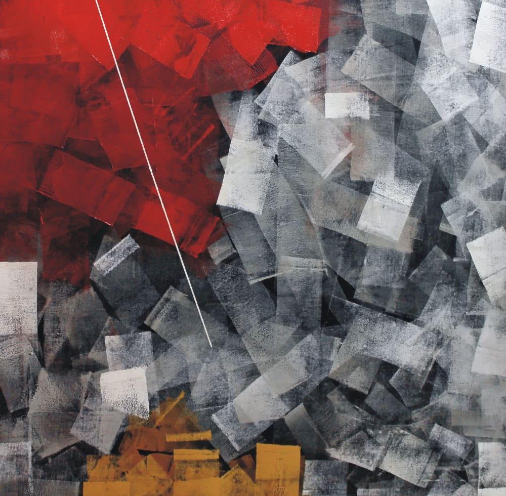 Abstract oil painting titled 'Untitled 12', 40x40 inches, by artist Sudhir Talmale on Canvas