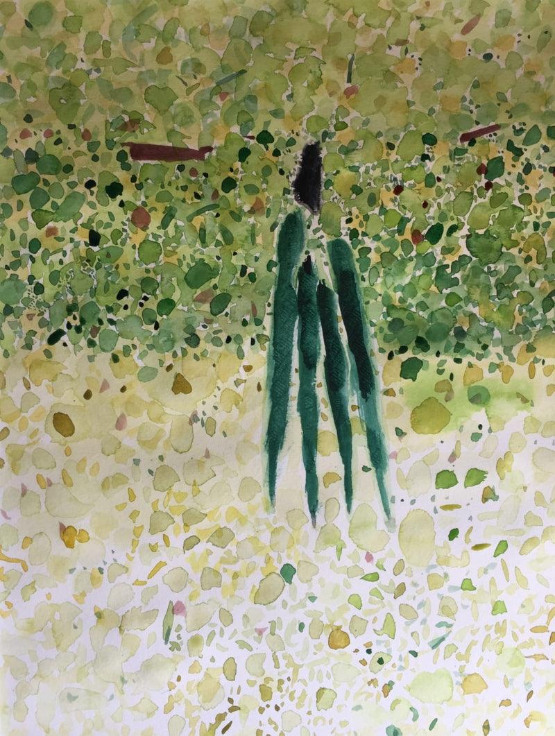 Abstract watercolor painting titled 'Untitled 12', 35x27 inches, by artist Bhanu Prakash on Paper