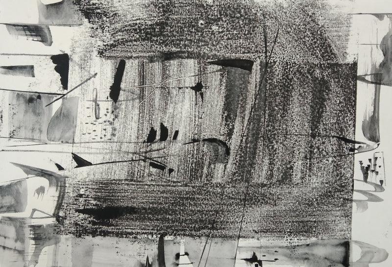 Abstract ink drawing titled 'Untitled 12', 9x12 inches, by artist Hemant Dhane on Paper