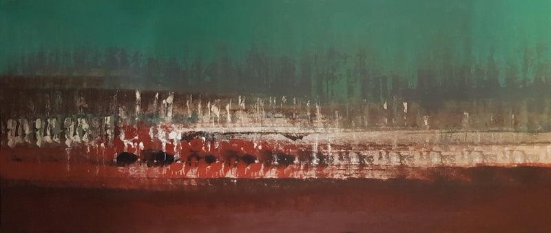 Abstract oil painting titled 'Untitled 12', 30x60 inches, by artist Vipta Kapadia on Canvas