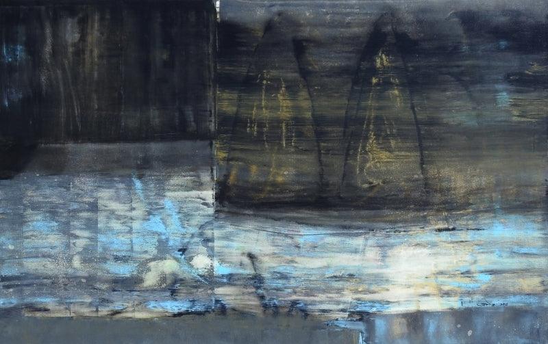 Abstract acrylic painting titled 'Untitled 12', 30x48 inches, by artist Umesh Patil on Canvas