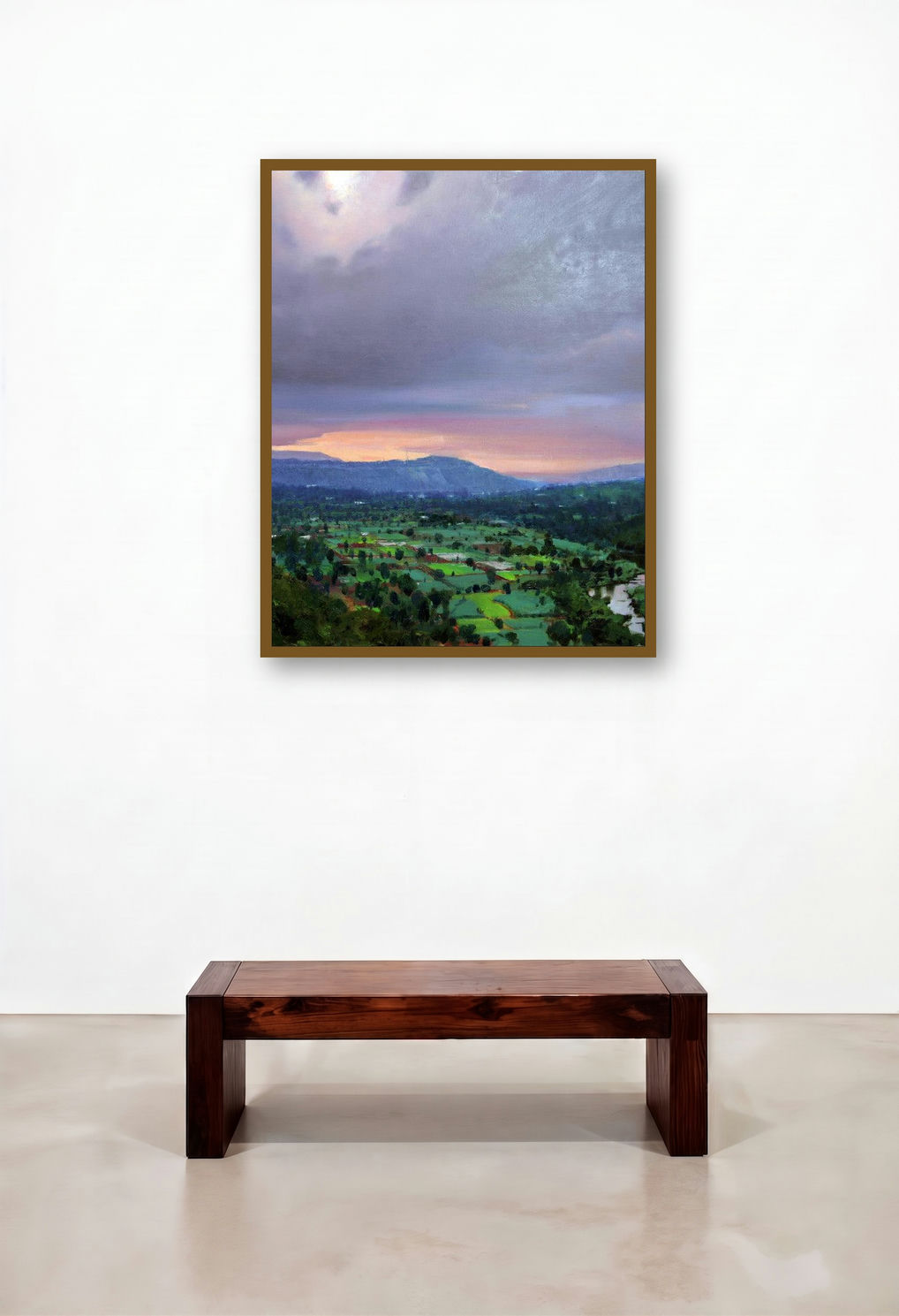 Untitled 12 (Approaching Storm) by artist Azharuuddin Inamdar displayed in a Mid-Century Modern Foyer
