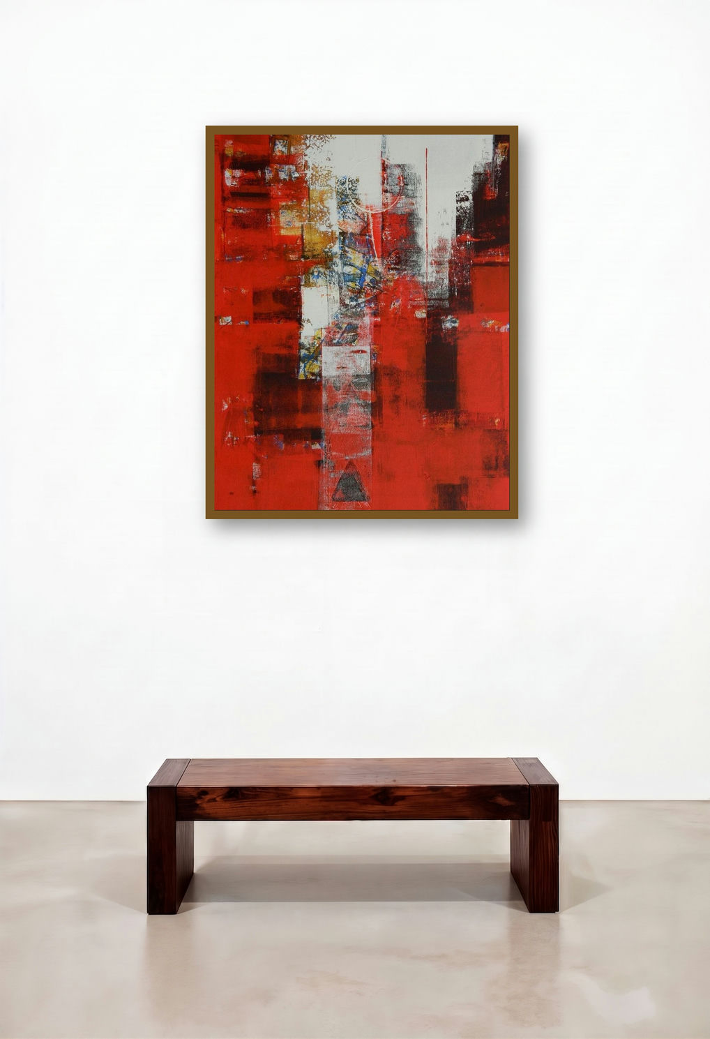Untitled 12 (Abstract Composition) by artist Stalin Joseph displayed in a Transitional Living Room