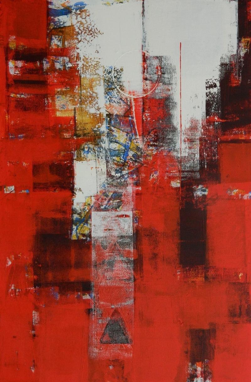 Abstract acrylic painting titled 'Untitled 12', 54x36 inches, by artist Stalin Joseph on Canvas