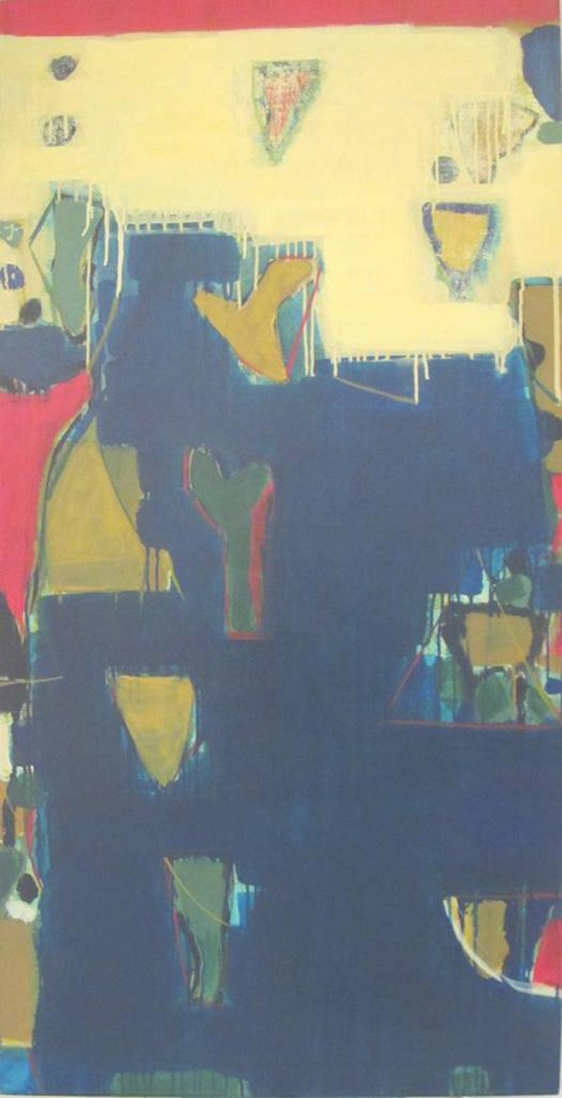 Abstract acrylic painting titled 'Untitled 12', 60x30 inches, by artist Ravindra Pawar on Canvas