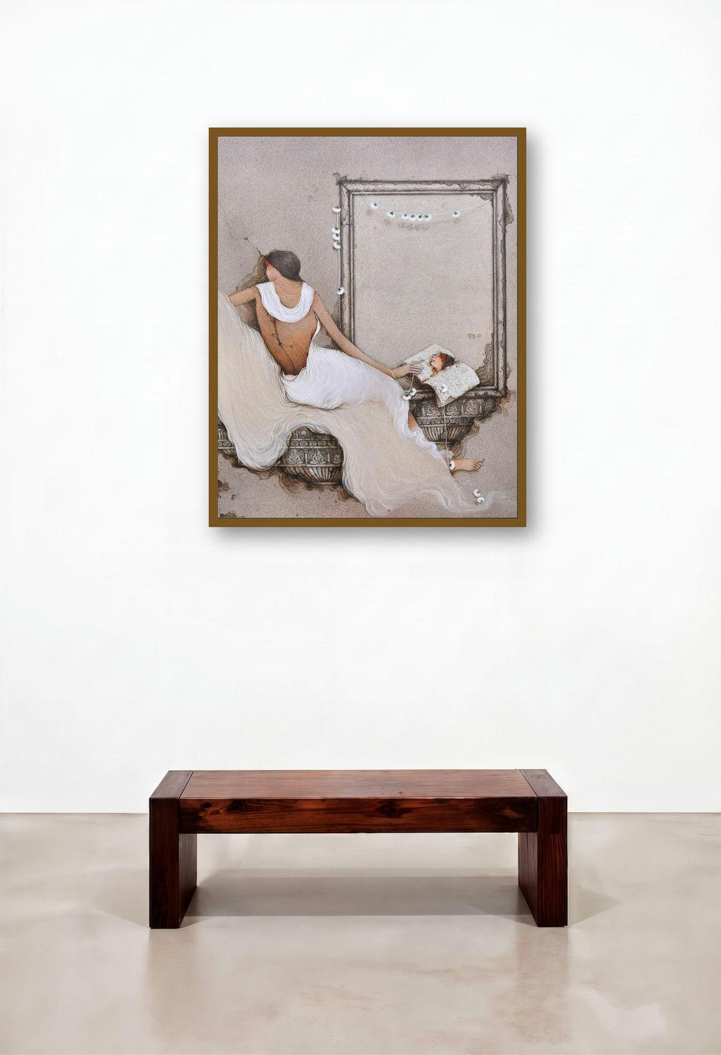 Untitled 12 (Celestial Melody) by artist Mintu Mallick displayed in a Classic Bedroom
