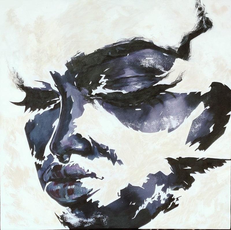 Portrait acrylic painting titled 'Untitled 12', 36x36 inches, by artist Vijay Shelar on Canvas