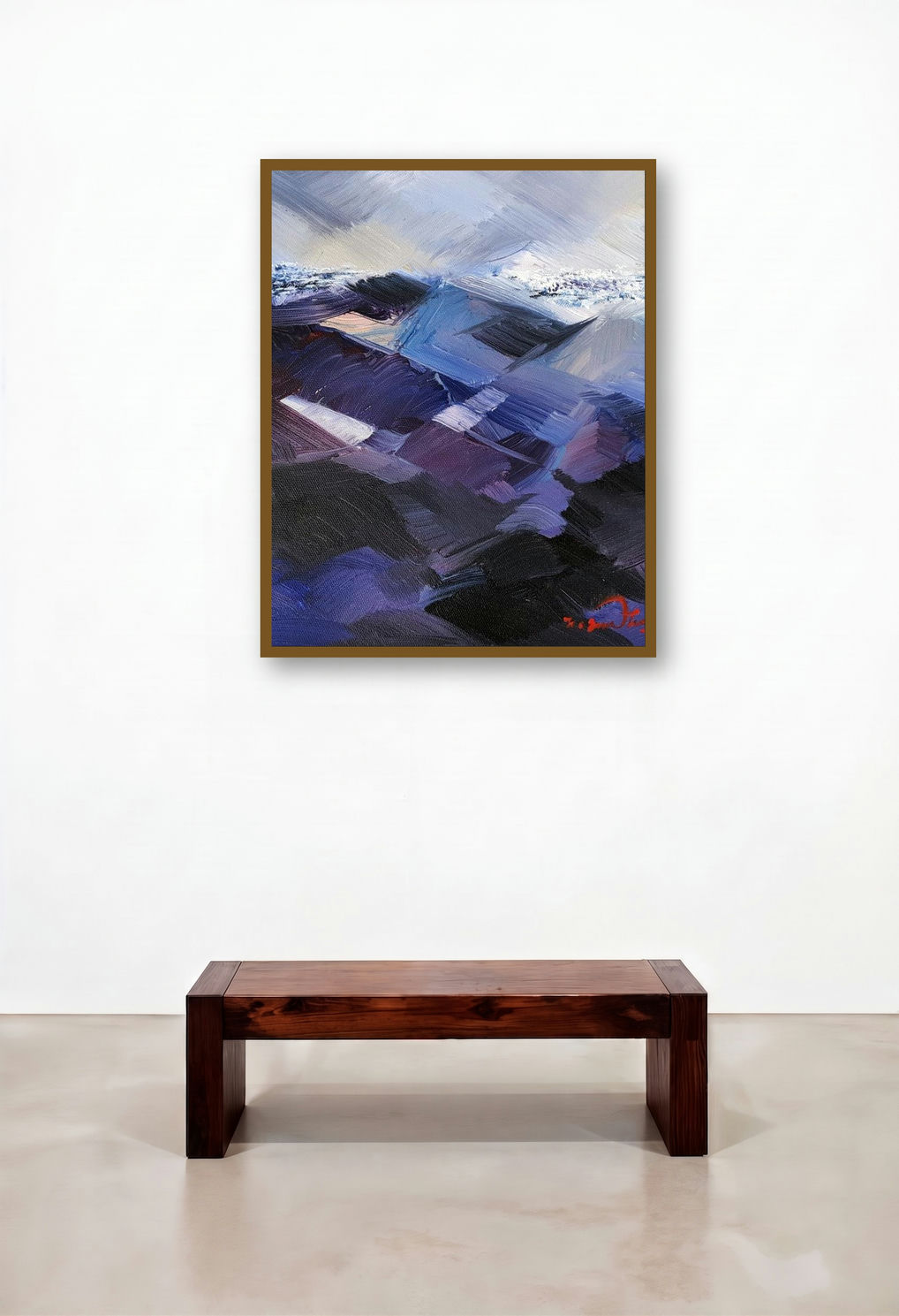 Untitled 12 (Blue Horizon) by artist Solomon Rajendiran displayed in a Industrial Lounge