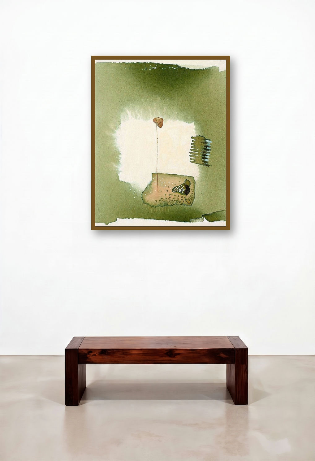 Untitled 12 (Solitary Bloom) by artist Veena Jain displayed in a Coastal Bedroom