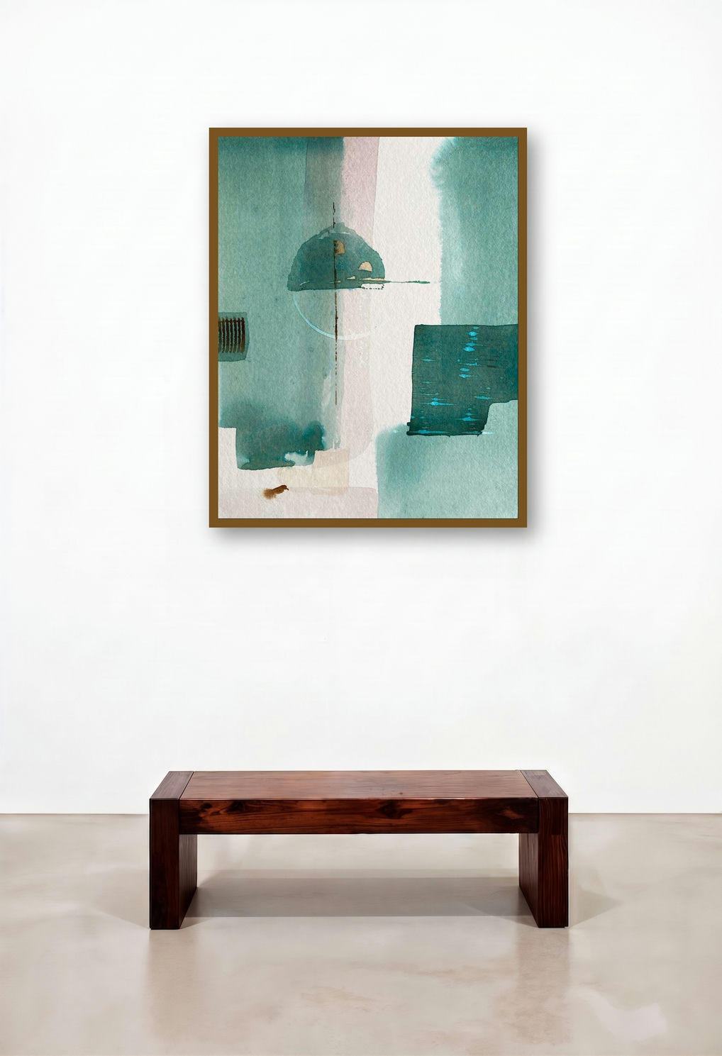 Untitled 120 (Serene Reflections) by artist Veena Jain displayed in a Boutique Hotel Style Executive Office