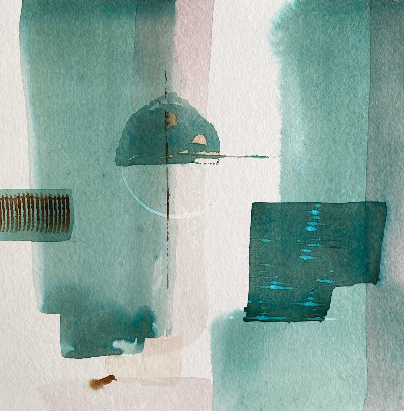 Abstract mixed media painting titled 'Untitled 120', 12x12 inches, by artist Veena Jain on Paper