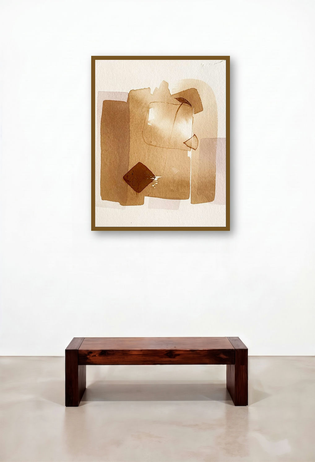 Untitled 121 (Quiet Reflections) by artist Veena Jain displayed in a Mid-Century Modern Family Room