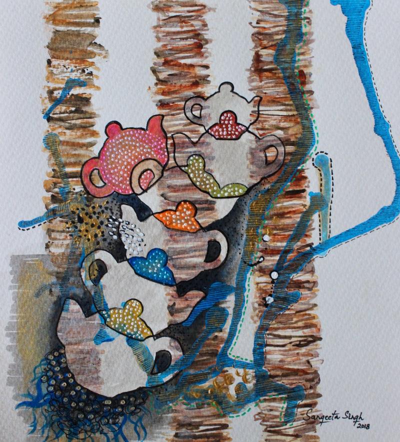 Still-life acrylic painting titled 'Untitled 125', 11x10 inches, by artist Sangeeta Singh on Paper