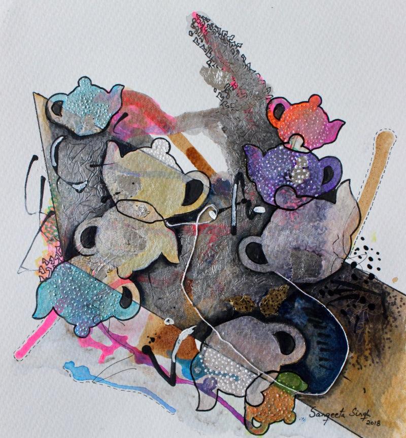 Still-life acrylic painting titled 'Untitled 126', 11x10 inches, by artist Sangeeta Singh on Paper