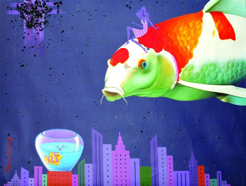 Animals acrylic painting titled 'Untitled 13', 48x72 inches, by artist Bikash Mohanta on Canvas