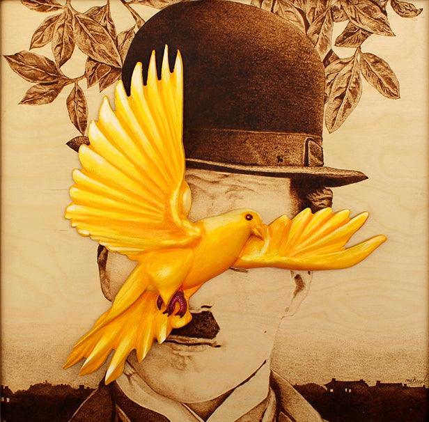 Portrait mixed media titled 'Untitled 13', 18x18 inches, by artist Mehul Rathod on Wood