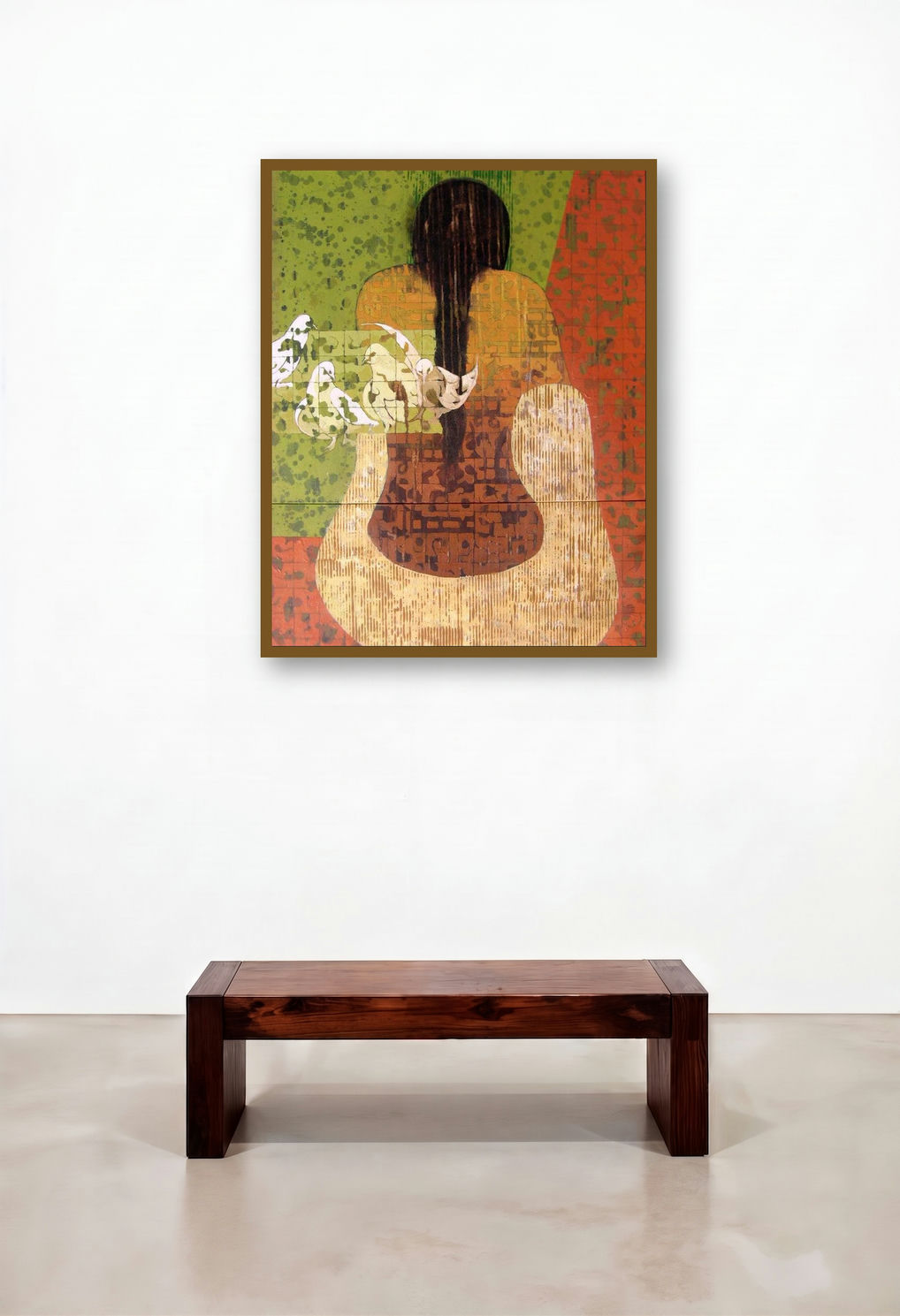 Untitled 13 (The Messenger) by artist Swati Sable displayed in a Art Deco Dining Room